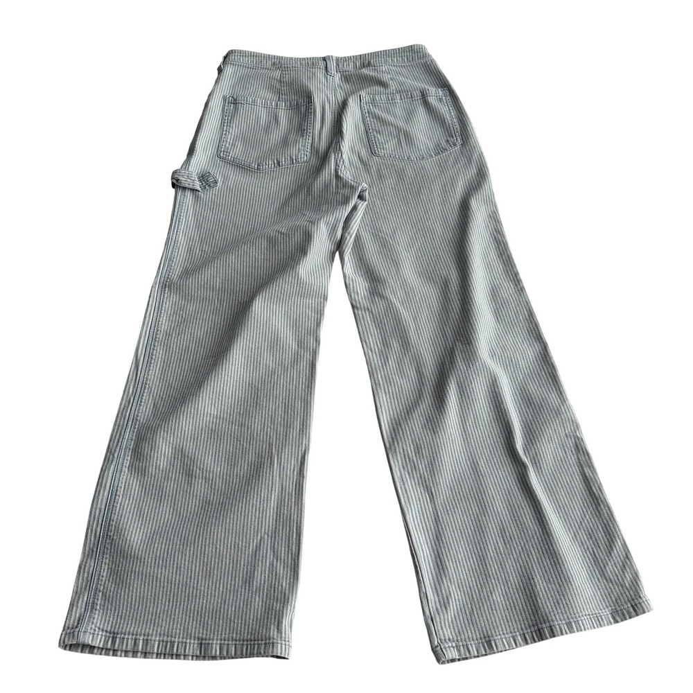 Pilcro‎ Anthropologie High Rise Railroad Stripe Wide Leg Carpenter Jeans sz 30 - Picture 2 of 9